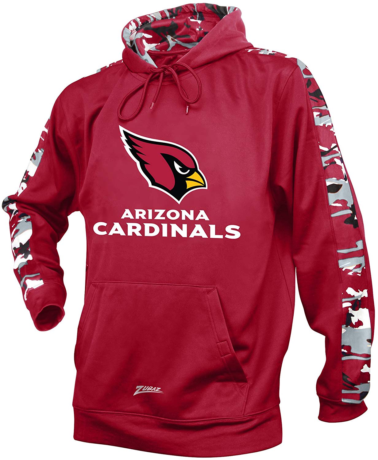 Zubaz NFL Men's Arizona Cardinals Pullover Hoodie with Camo Print, Maroon