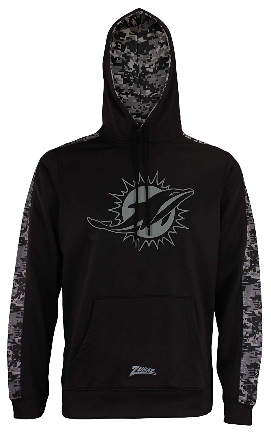 Zubaz Men's NFL Miami Dolphins Black Digi Camo Pullover Hoodie