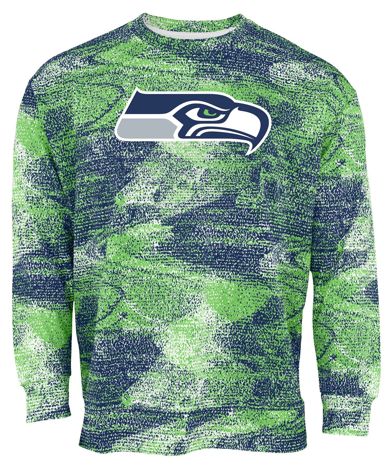 Zubaz NFL Men's Team Logo Static Crew Neck Sweatshirt Seattle Seahawks - Official NFL Seahawks Zubaz Apparel