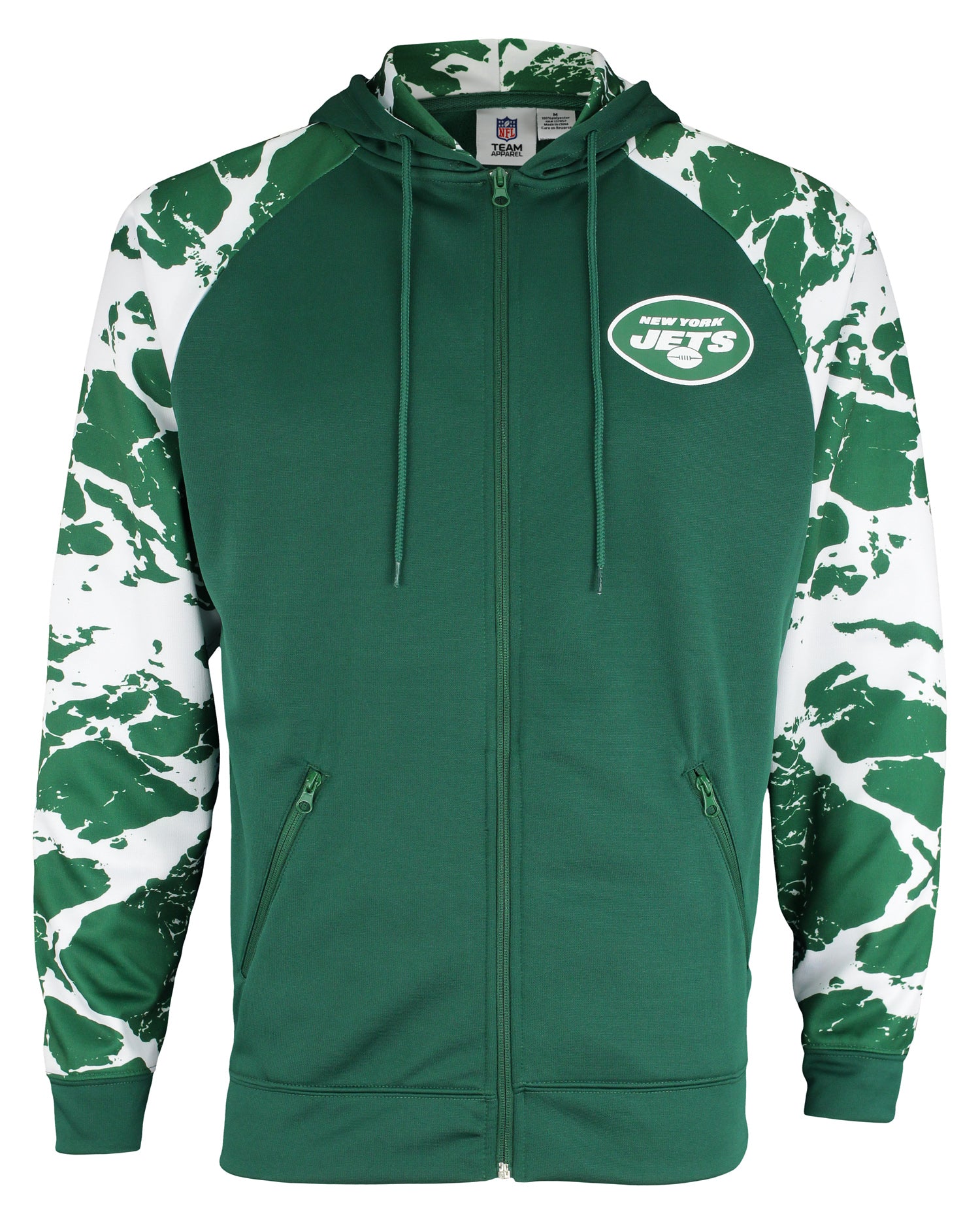 Zubaz NFL Men's New York Jets Performance Full Zip Hoodie with Lava Sleeves