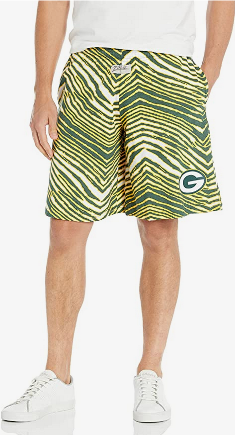 Zubaz Green Bay Packers NFL Men's Classic Zebra Print Shorts with Team