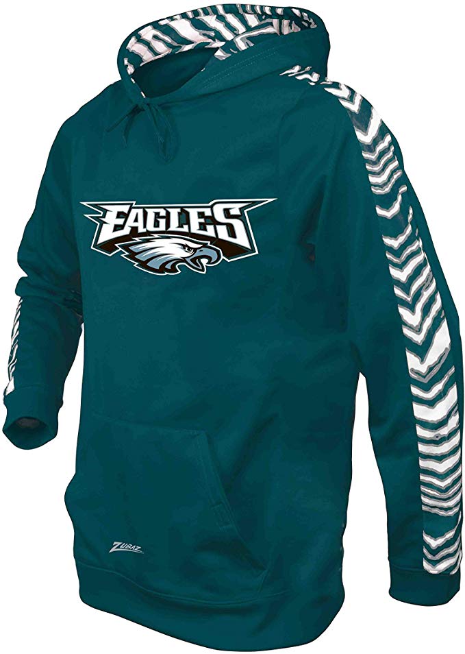 Zubaz NFL Football Men's Philadelphia Eagles Zebra Accent Solid Hoodie