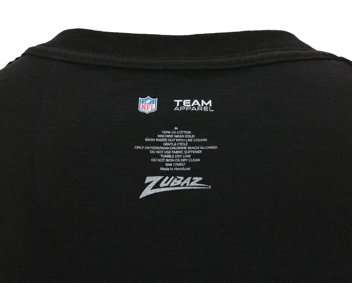 Zubaz NFL Unisex Cotton Heavyweight Short Sleeve T-shirt Black With Grey Tonal Zebra Square Logo for Men and Women, Miami Dol