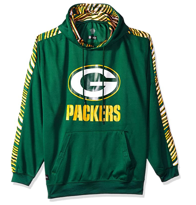 Zubaz NFL Men's Green Bay Packers Zebra Pullover Hoodie, Green