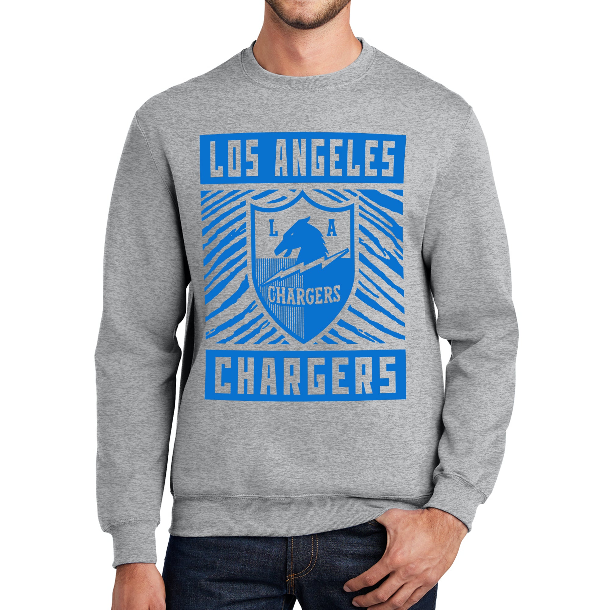 Zubaz NFL Men's Crewneck Sweatshirt With Zebra Graphic, Los Angeles Chargers