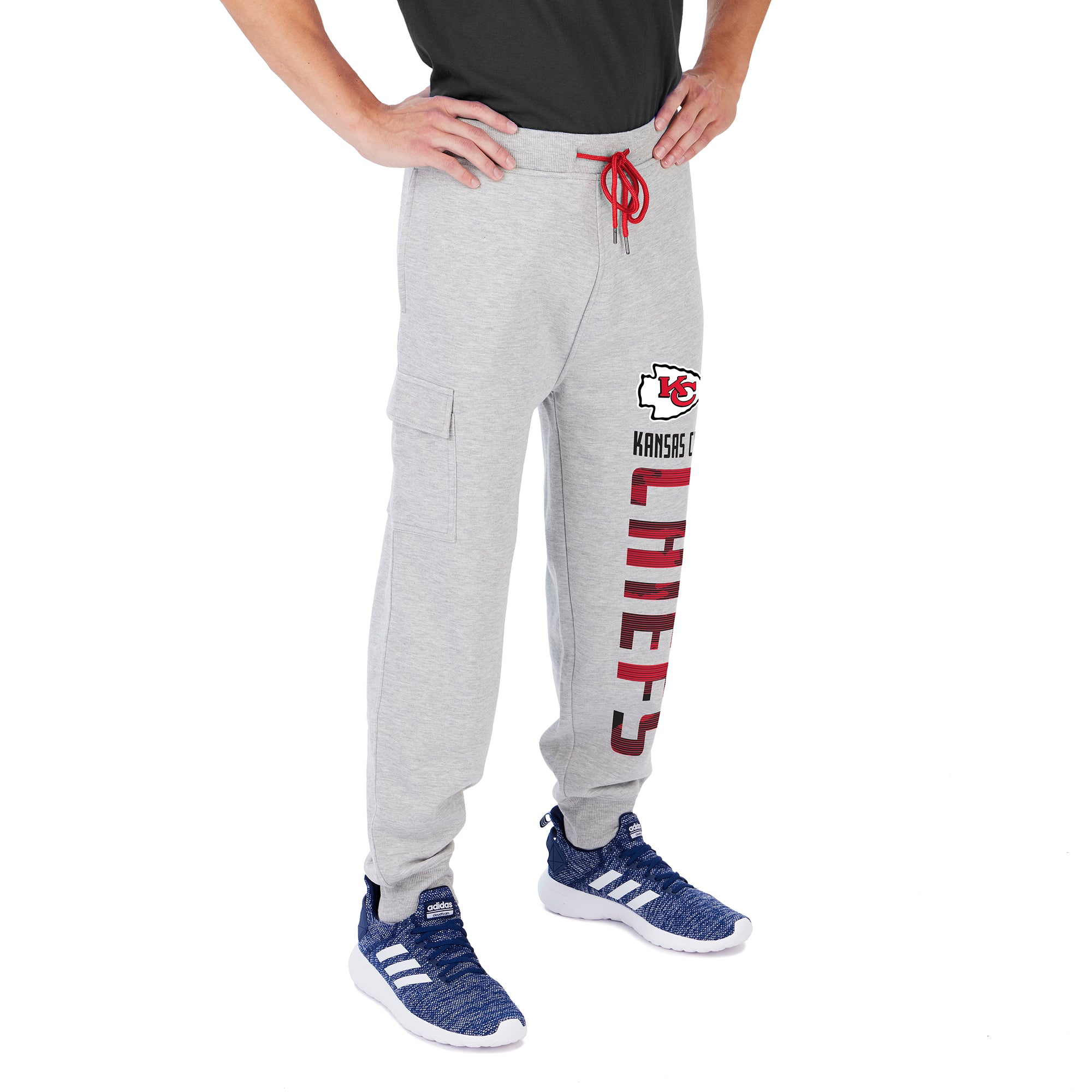 Zubaz Men's NFL Kansas City Chiefs Heather Gray Cargo Sweatpants