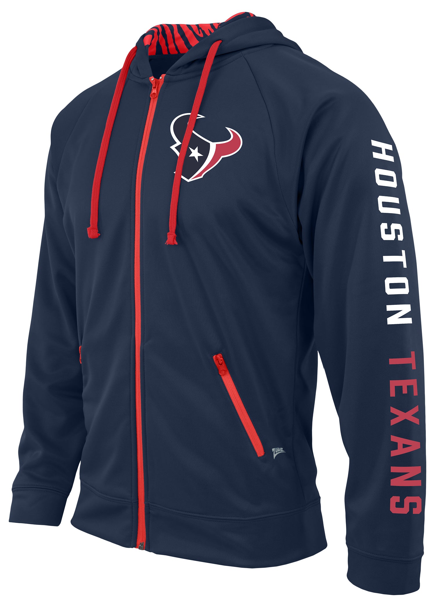 Zubaz NFL Men's Team Name and Logo Full Zip Hoodie Houston Texans