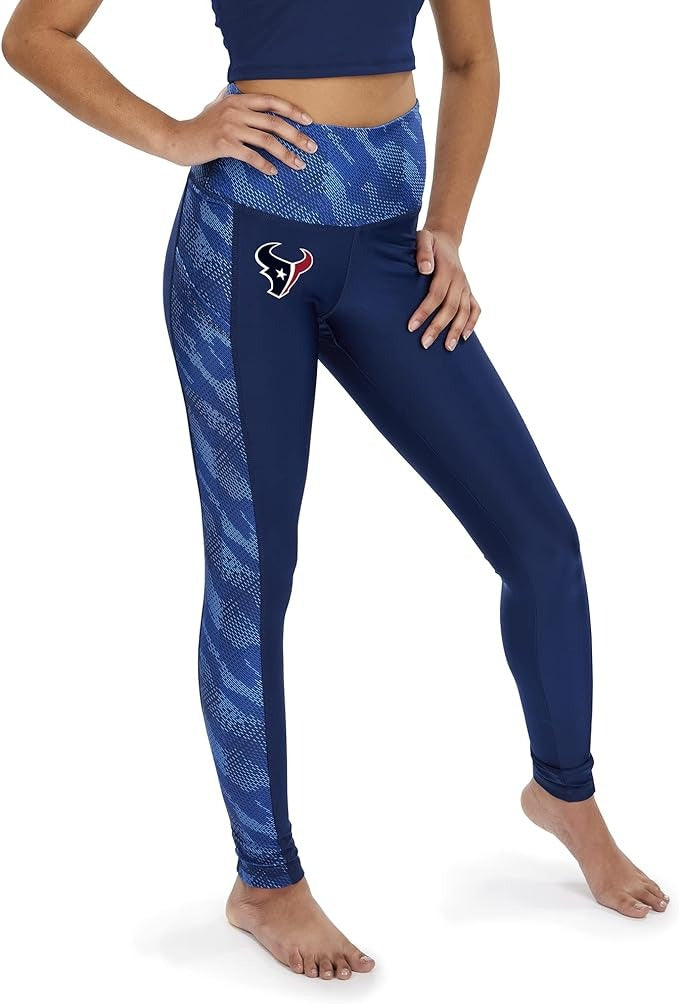 Zubaz NFL WOMEN'S HOUSTON TEXANS SOLID NAVY BLUE ELEVATED LEGGING W/ POCKETS & TONAL BLUE VIPER DETAIL - Official NFL Texans