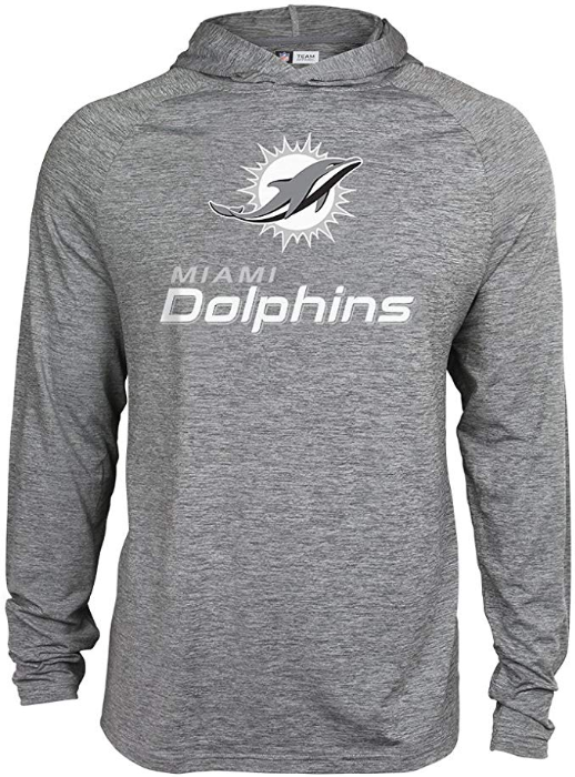 Zubaz NFL Football Men's Miami Dolphins Tonal Gray Lightweight Hoodie