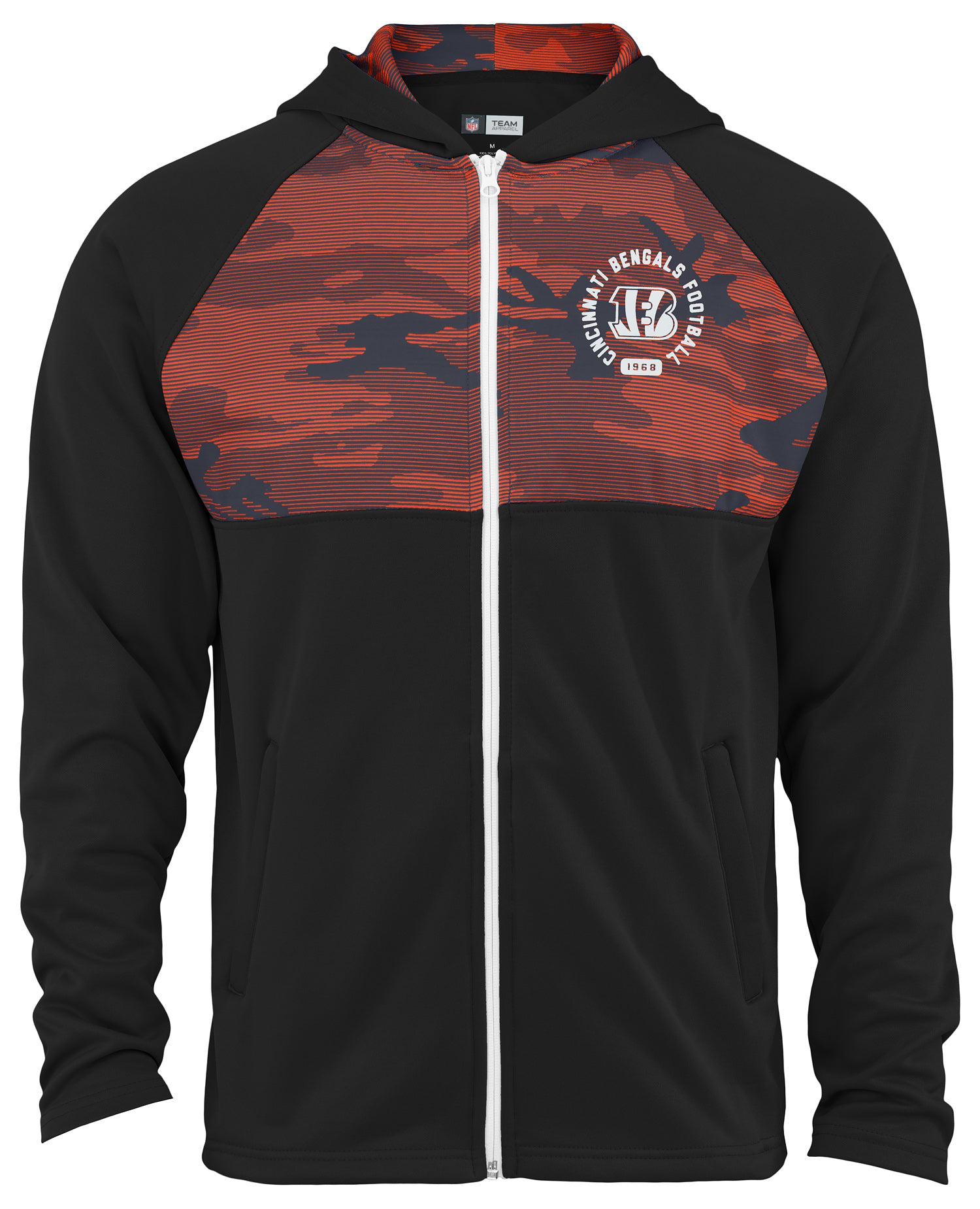 Zubaz NFL Men's Standard Full Zip Hoodie With Yoke Cincinnati Bengals - Official NFL Bengals Zubaz Apparel (1 of 2)