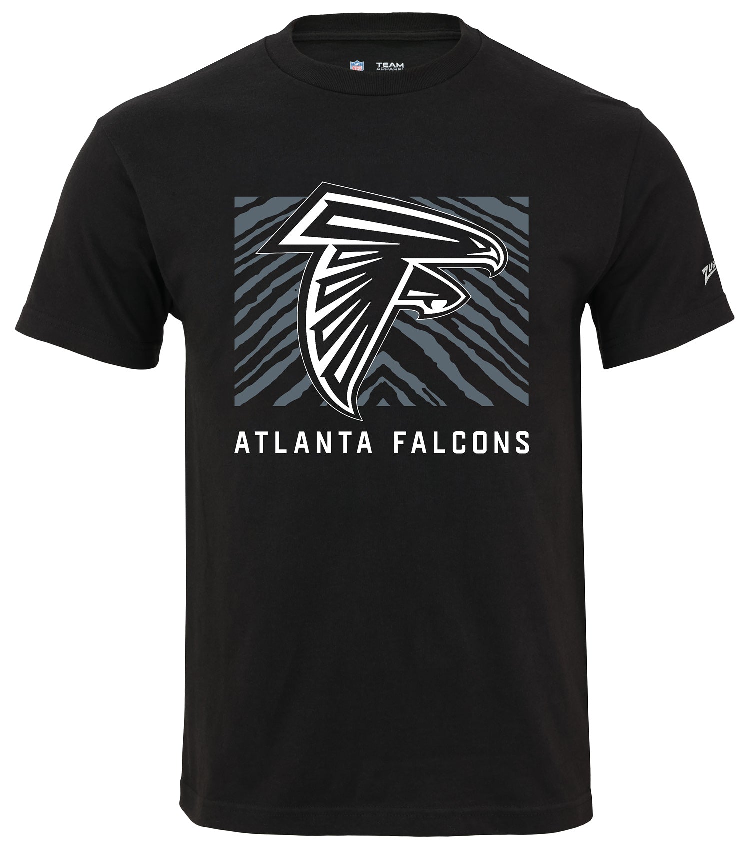 Zubaz NFL Unisex Cotton Heavyweight Short Sleeve T-shirt Black With Grey Tonal Zebra Square Logo for Men and Women, Atlanta F