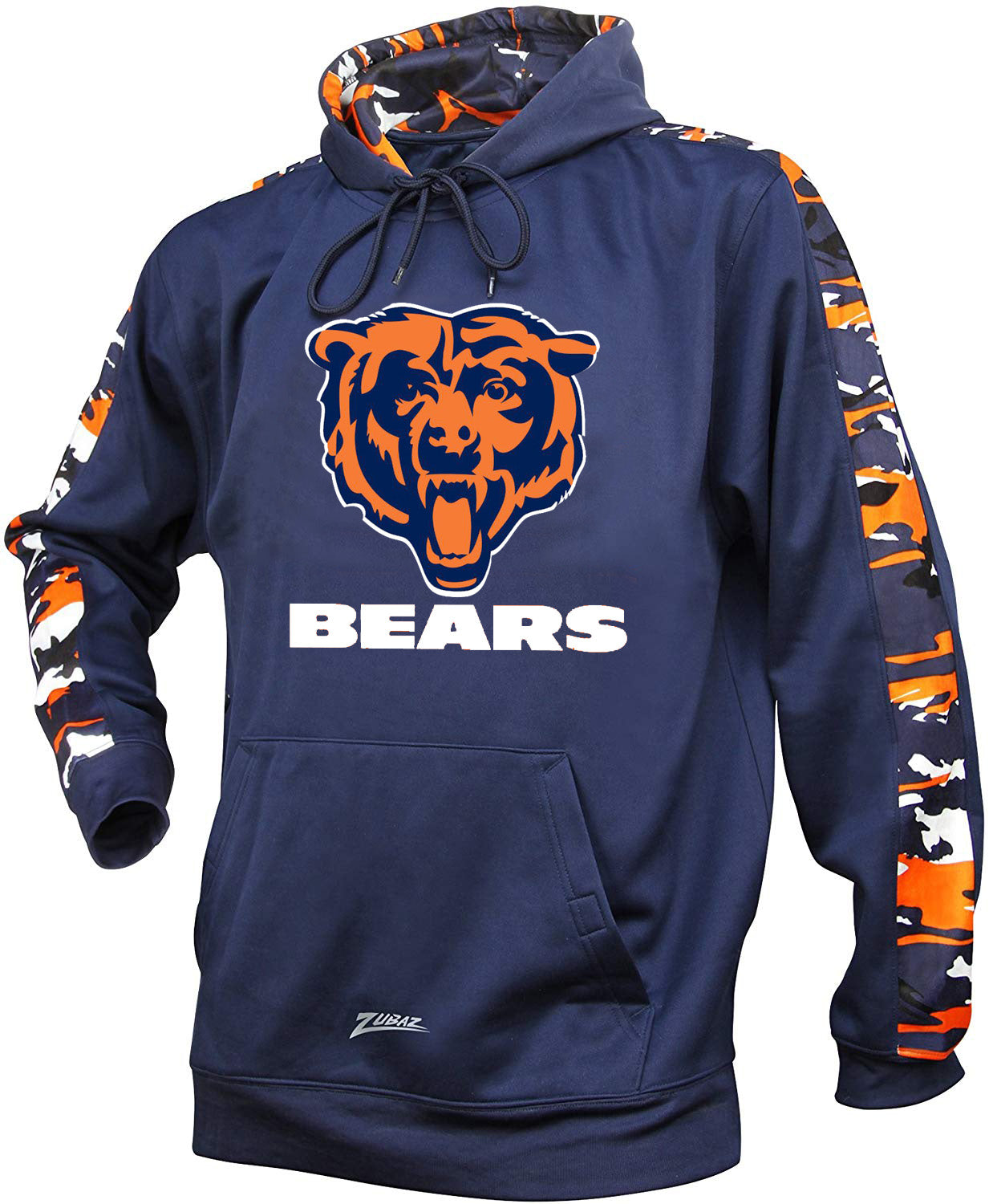 Zubaz NFL Men's Chicago Bears Pullover Hoodie with Camo Print, Blue