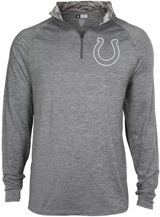 Zubaz NFL Football Men's Indianapolis Colts Tonal Gray Quarter Zip Sweatshirt