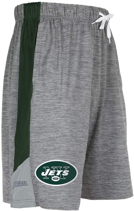 Zubaz NFL Football Men's New York Jets Tonal Gray Space Dye W/Solid Stripe Shorts
