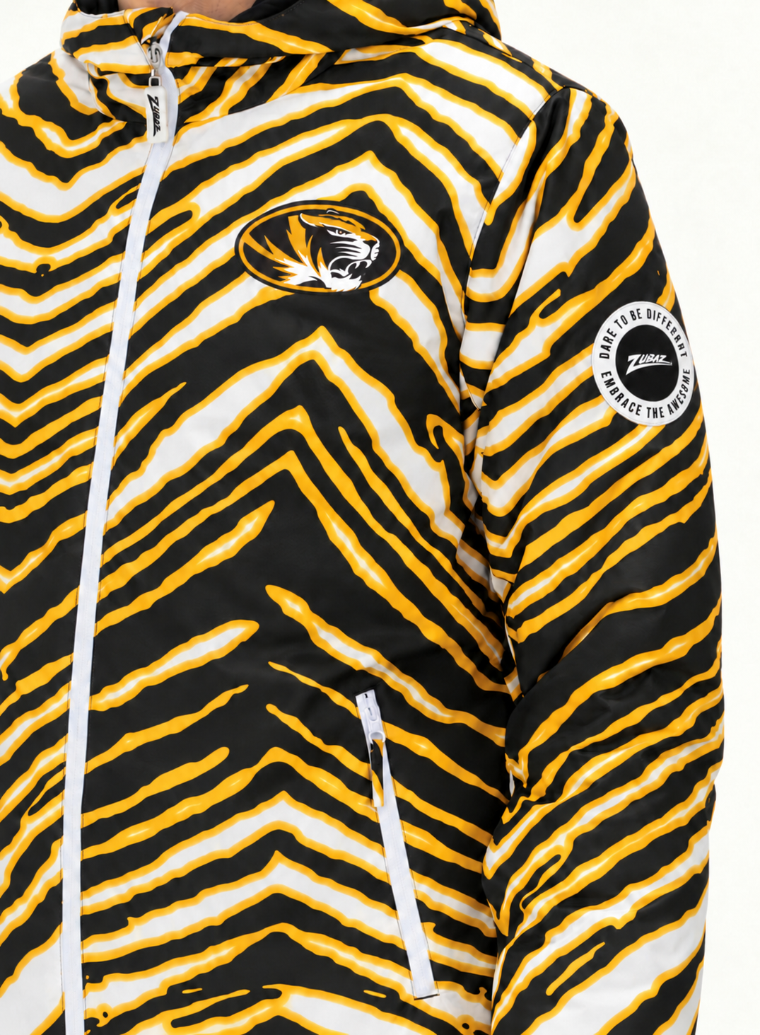 Missouri Tigers Bleacher Blazer chest and Zubaz sleeve patch detail