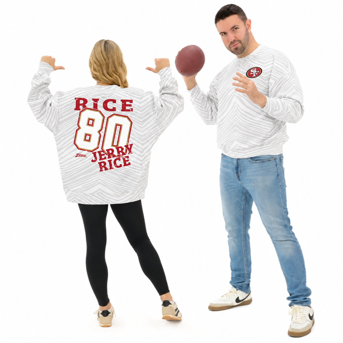 Jerry Rice - San Francisco 49ers Full Back Zebra Crewneck