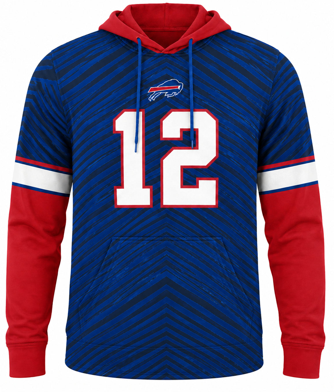 Zubaz NFL Men's Legends Tonal Gameday Hoodie, Jim Kelly-Buffalo Bills front