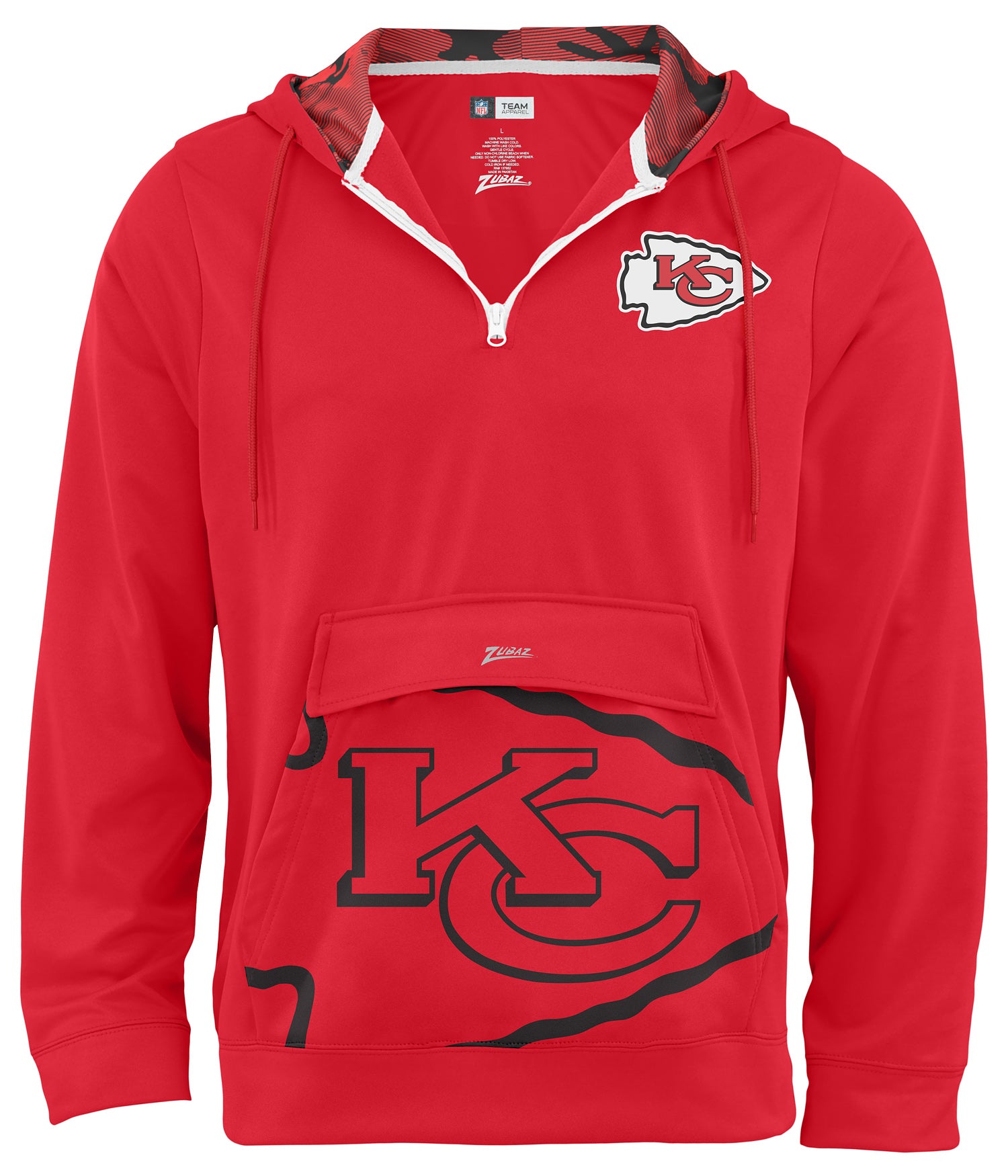Zubaz NFL Men's 1/4 Zip Big Pocket Team Logo Hoodie Kansas City Cheifs - Official NFL Licensed Zubaz Apparel (1 of 2)