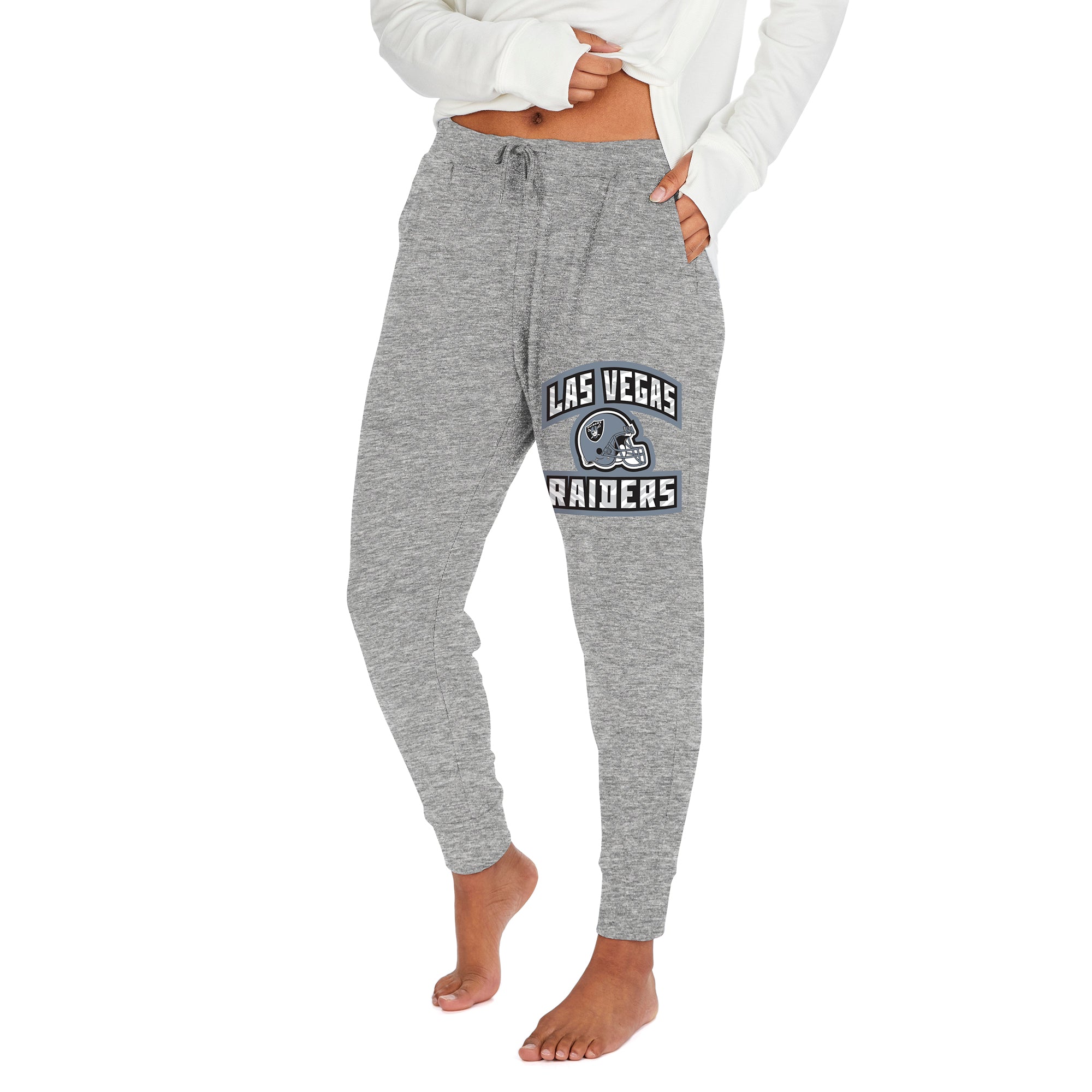 Zubaz NFL LAS VEGAS RAIDERS WOMENS MARLED GRAY SOFT JOGGER LG