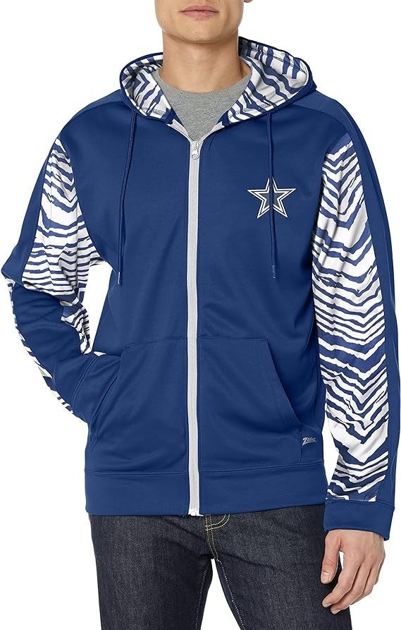 Zubaz Men s Dallas Cowboys Team Color Zebra Accent Full Zip Hoodie