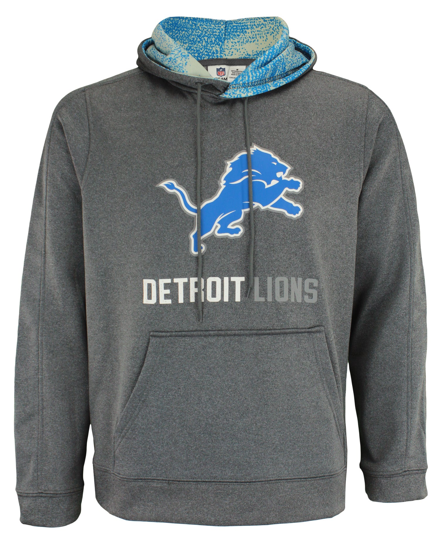 Zubaz NFL Detroit Lions Men's Heather Grey Performance Fleece Hoodie