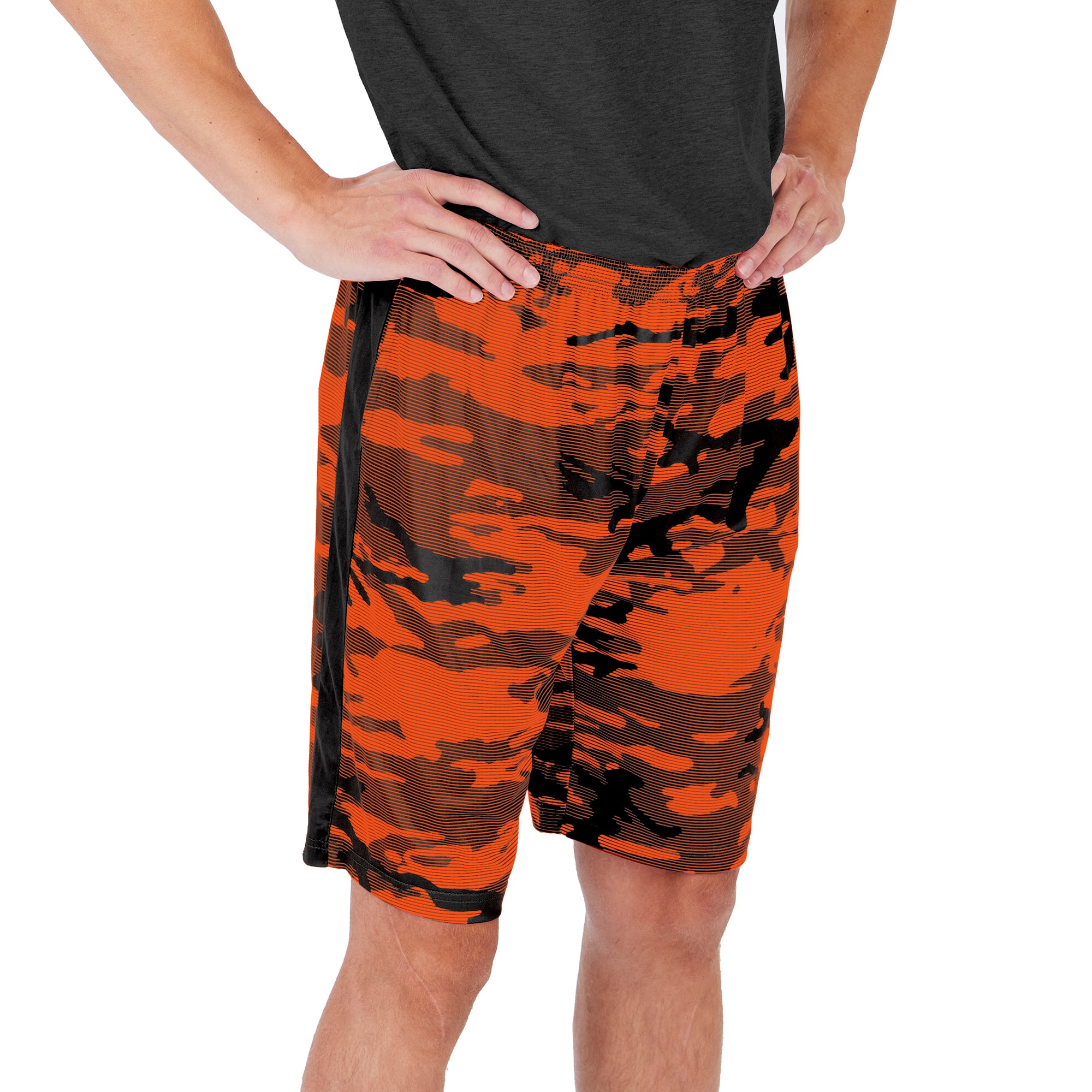 Zubaz Men's NFL Cincinnati Bengals Lightweight Camo Lines Shorts with Logo