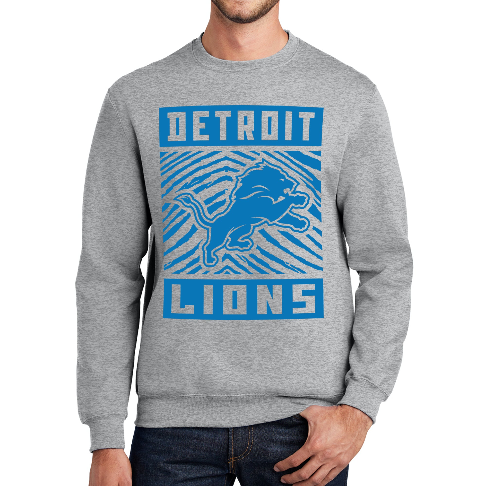 Zubaz NFL Men's Crewneck Sweatshirt With Zebra Graphic, Detroit Lions