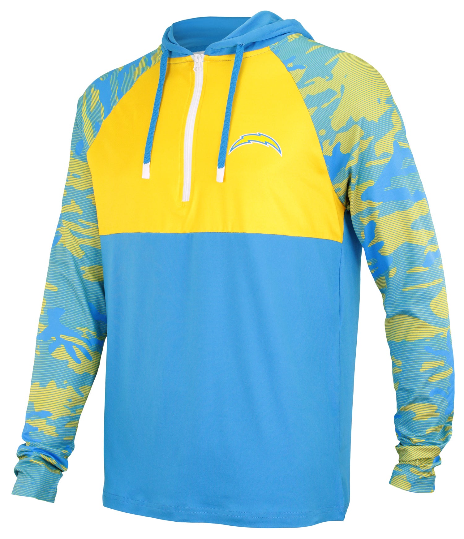 【現地購入】タグ付き美品LAチャージャーズQB背番号　ユニフォーム Zubaz NFL Men's Los Angeles Chargers Team Color Block 1/4 Zip Hoodie W