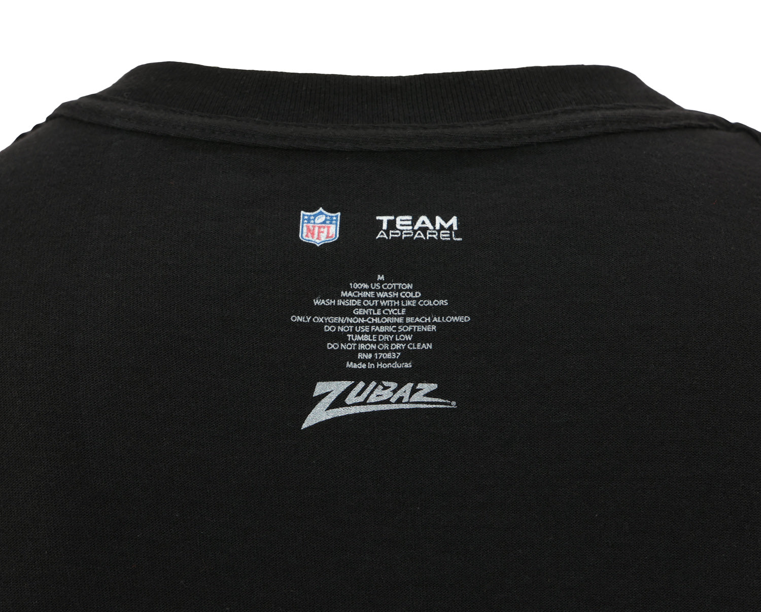 Zubaz NFL Unisex Cotton Heavyweight Short Sleeve T-shirt Black With Grey Tonal Zebra Square Logo for Men and Women, Denver Br