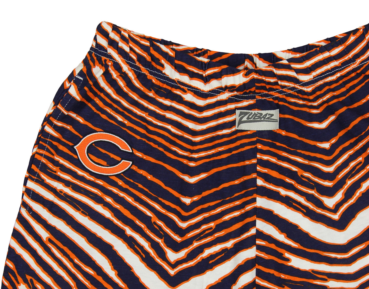 Zubaz NFL CHICAGO BEARS NAVY BLUE ORANGE ZEBRA SHORT Medium