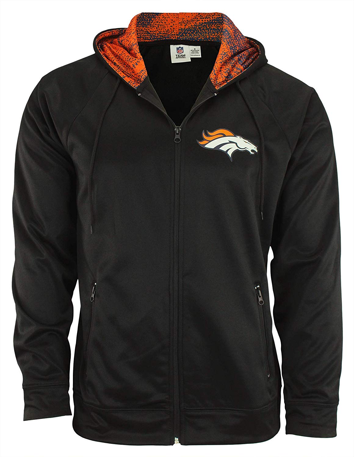 Zubaz NFL Denver Broncos Men's Heavyweight Full Zip Performance Fleece Hoodie