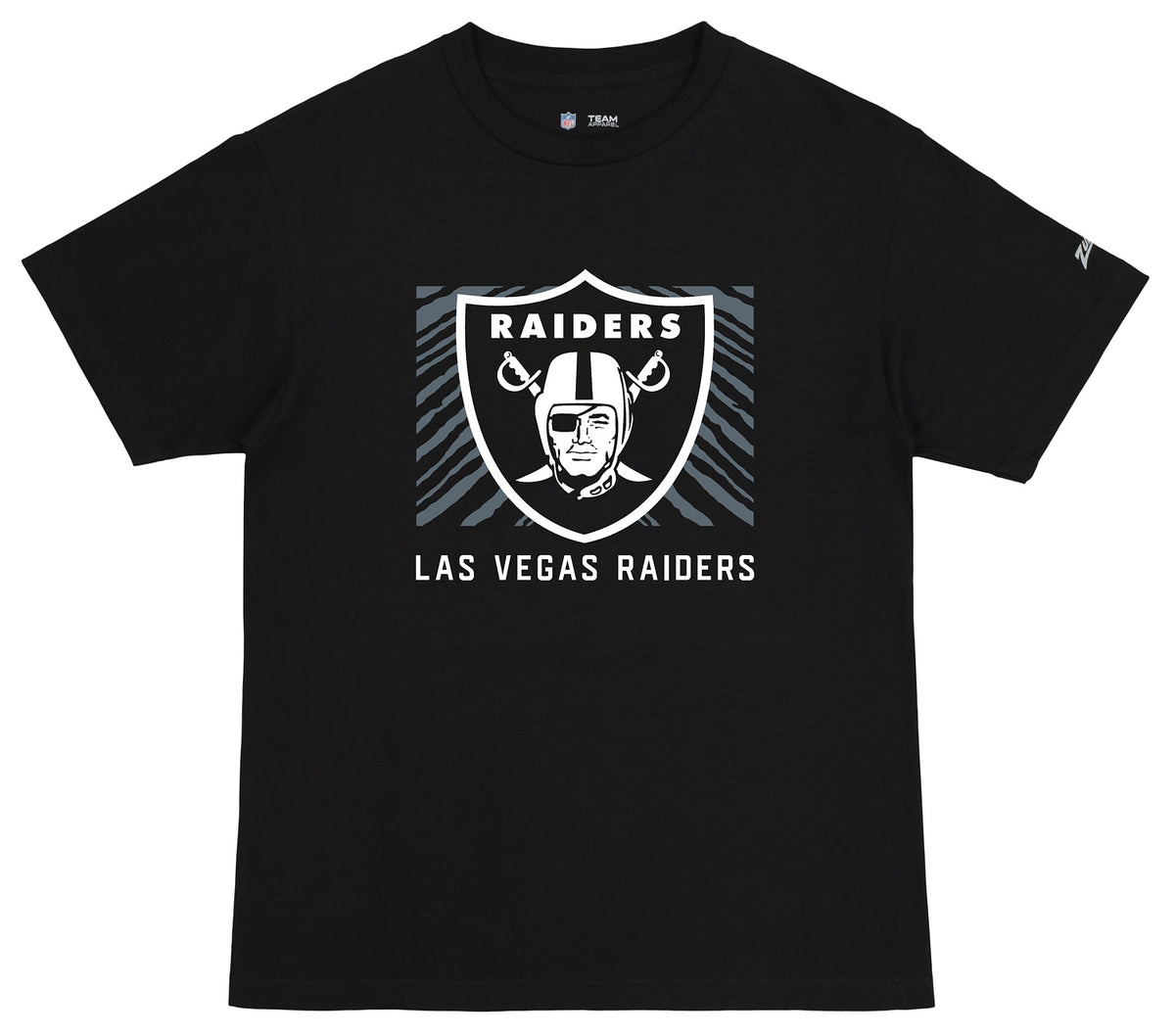 Zubaz NFL Unisex Cotton Heavyweight Short Sleeve T-shirt Black With Grey Tonal Zebra Square Logo for Men and Women, Las Vegas