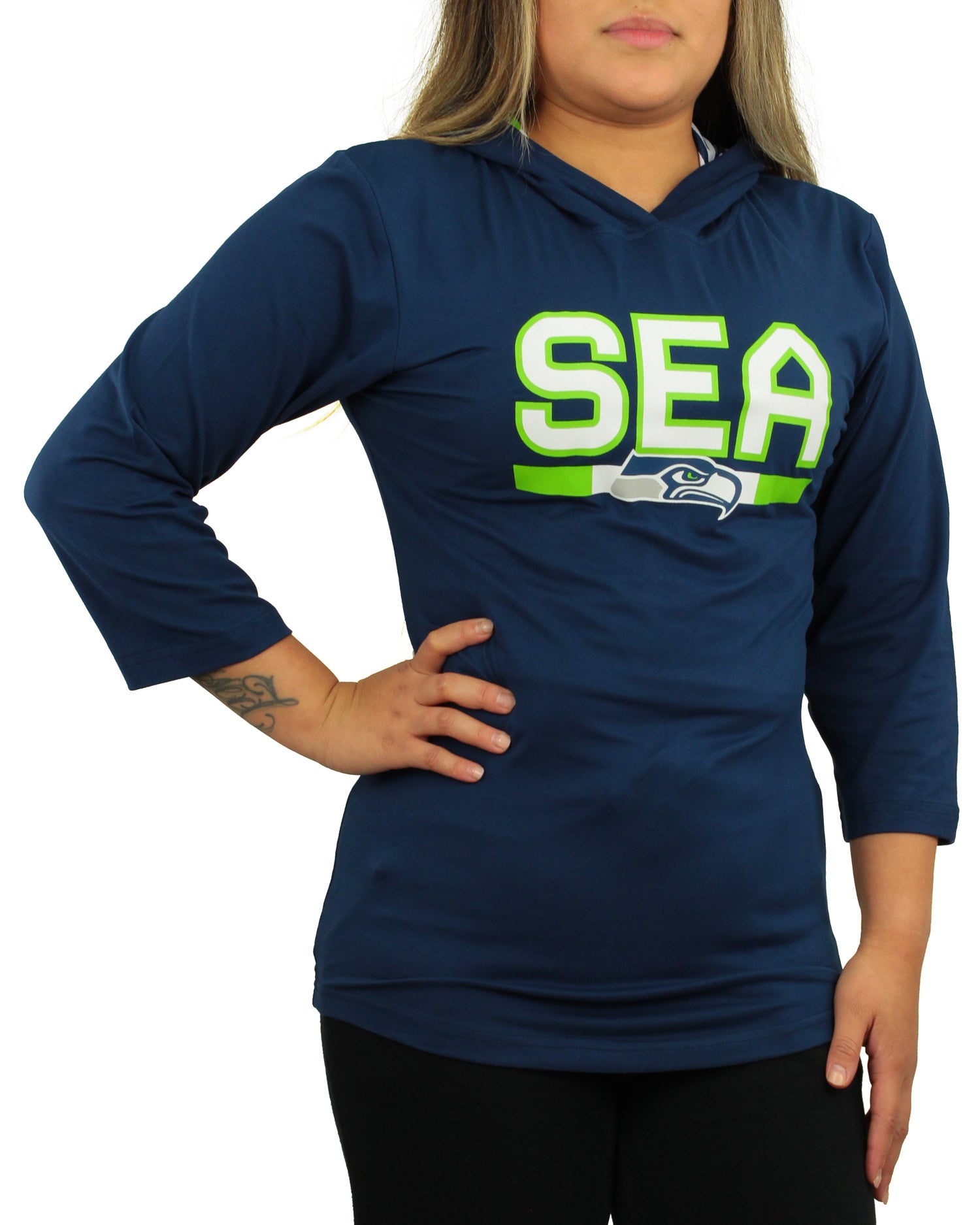 Zubaz NFL Women's Seattle Seahawks Solid Team Color Lightweight Pullover - Official NFL Seahawks Zubaz Apparel (1 of 3)