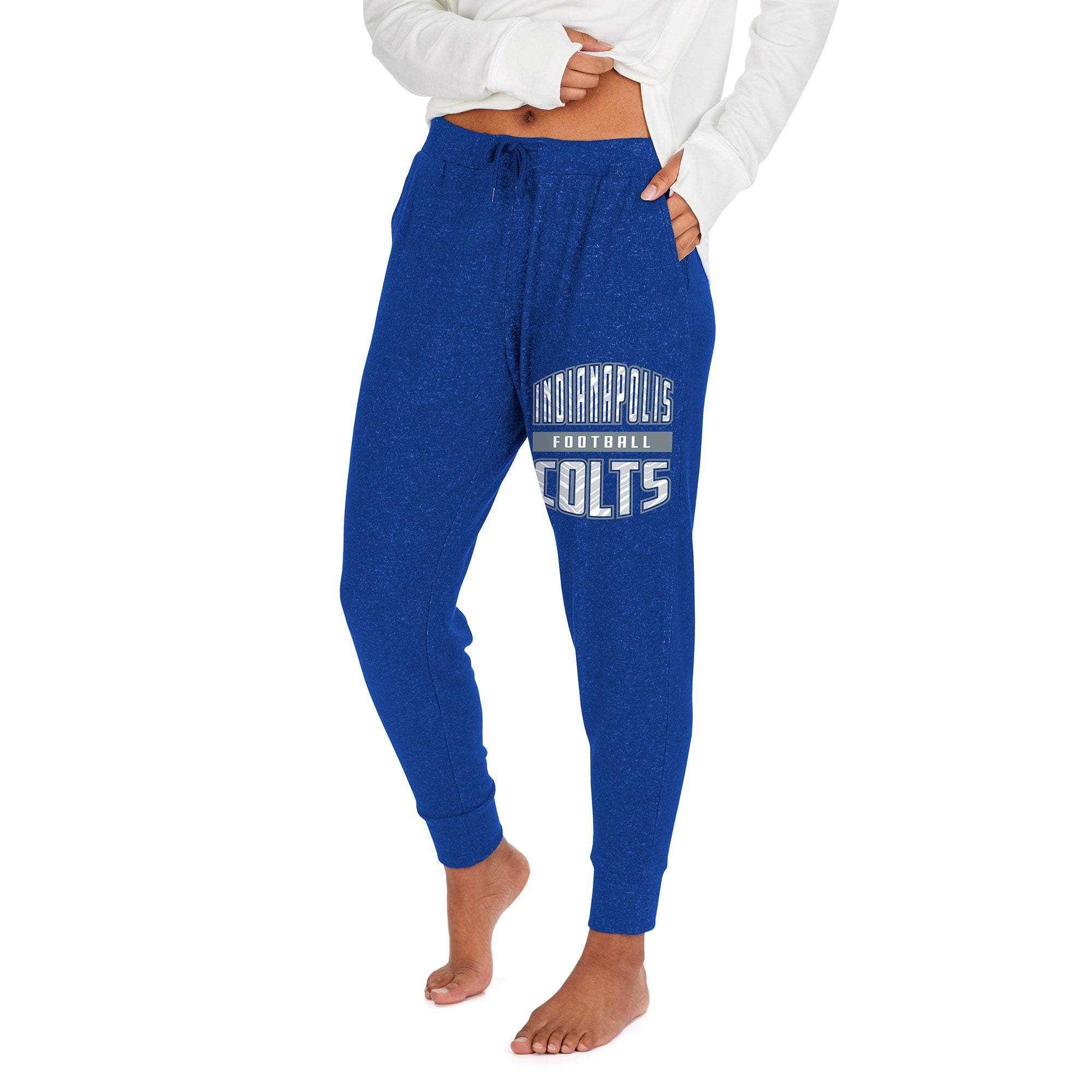 Zubaz Women's NFL Indianapolis Colts Marled Lightweight Jogger Pant - Official NFL Colts Zubaz Apparel