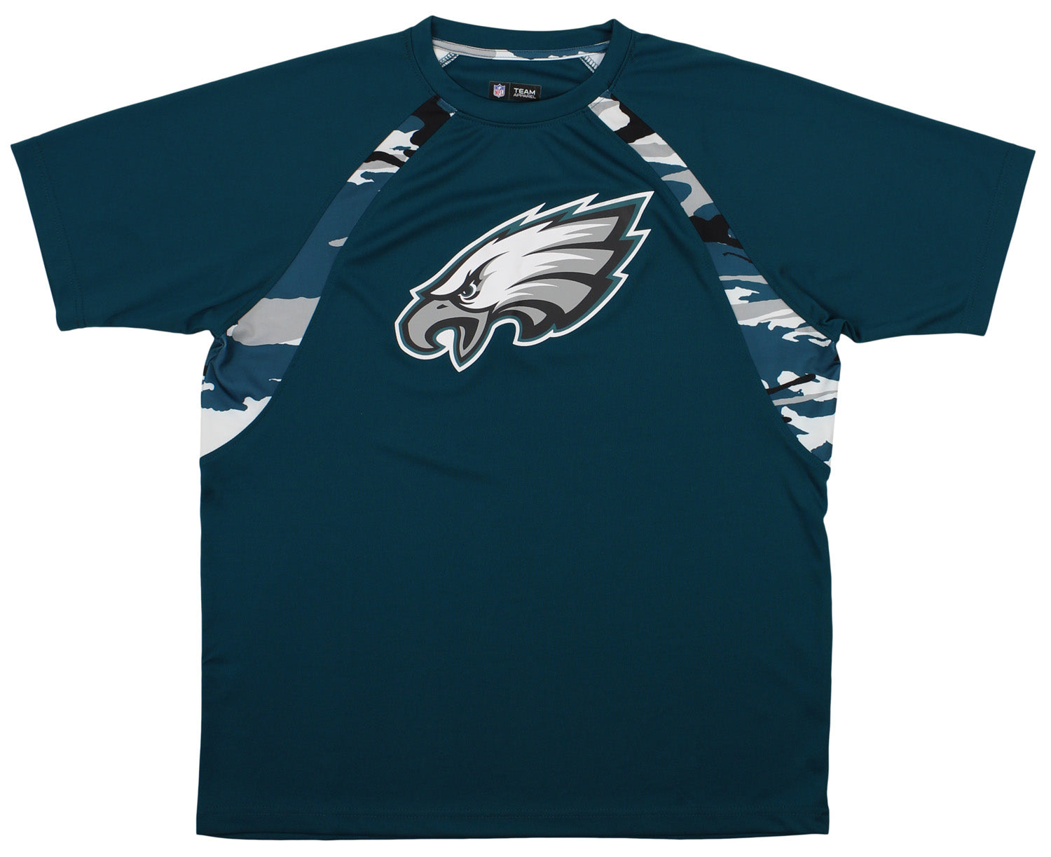 Zubaz NFL A-SM PHI EAG PNDLGRN.MTSLVR CAMO SOLID TEE