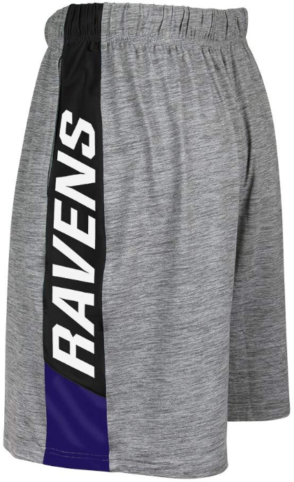Zubaz NFL Football Men's Baltimore Ravens Tonal Gray Space Dye W/Solid Stripe Shorts