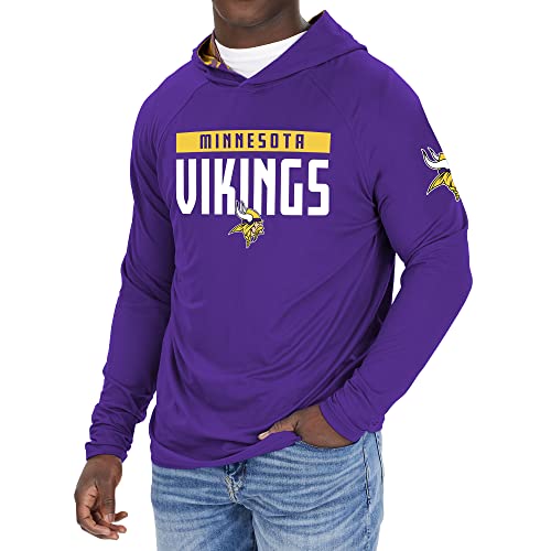 Zubaz NFL MINNESOTA VIKINGS SOLID PURPLE LW HOOD W PURPLE YELLOW CAMO