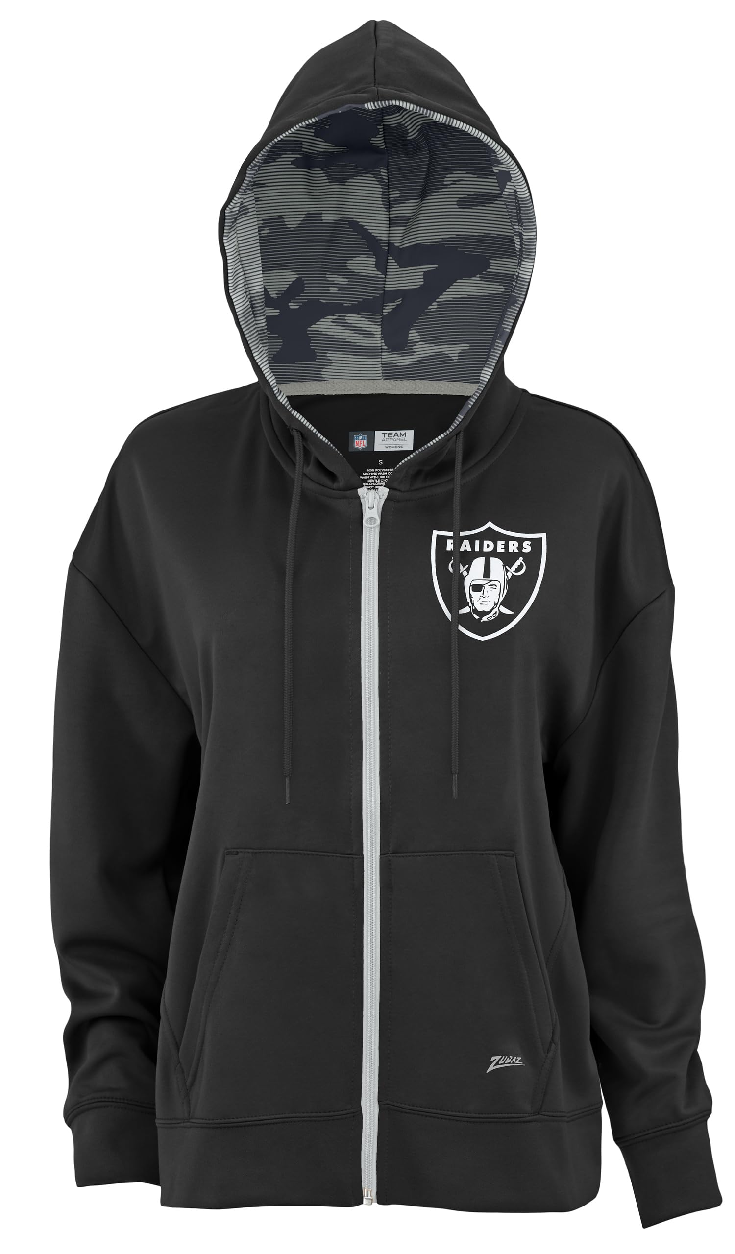 Zubaz NFL Women s Standard Full Zip Hoodie Las Vegas Raiders