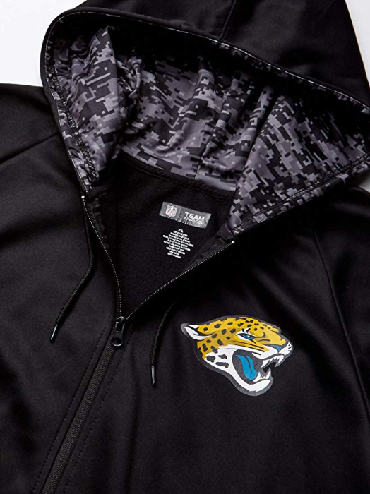 Zubaz NFL Men's Jacksonville Jaguars Full Zip Digital Camo Hood Hoodie, Black