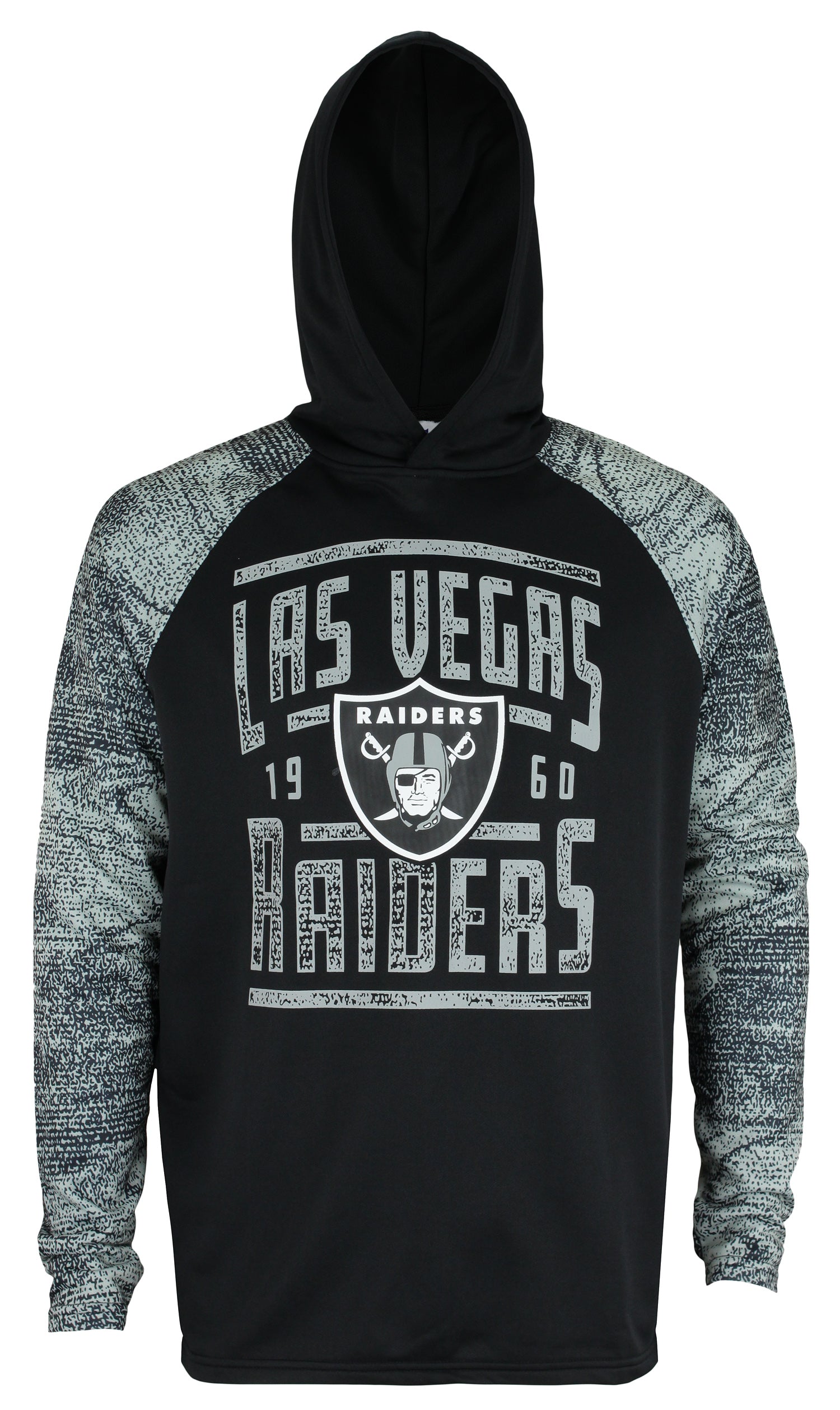 Zubaz NFL Men's Las Vegas Raiders Light Weight Pullover Hoodie with Static Sleeves