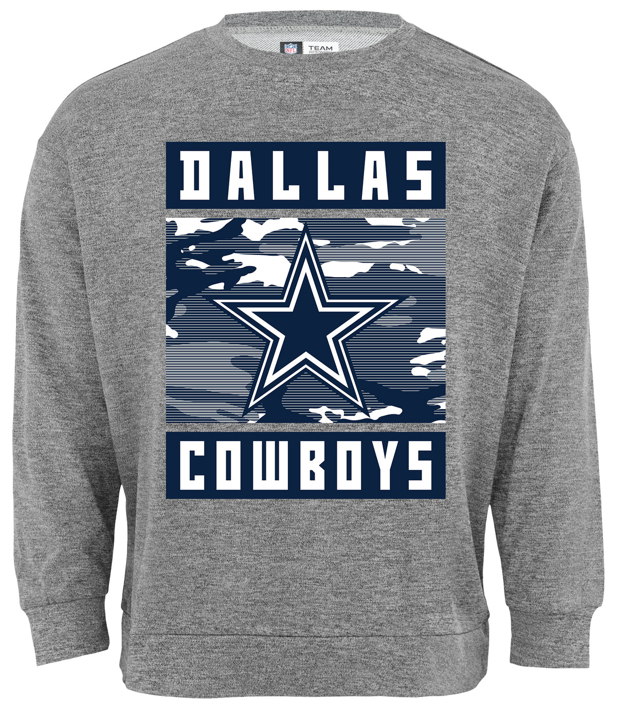 Zubaz NFL Men's Dallas Cowboys Heather Grey Crewneck Sweatshirt - Official NFL Cowboys Zubaz Apparel