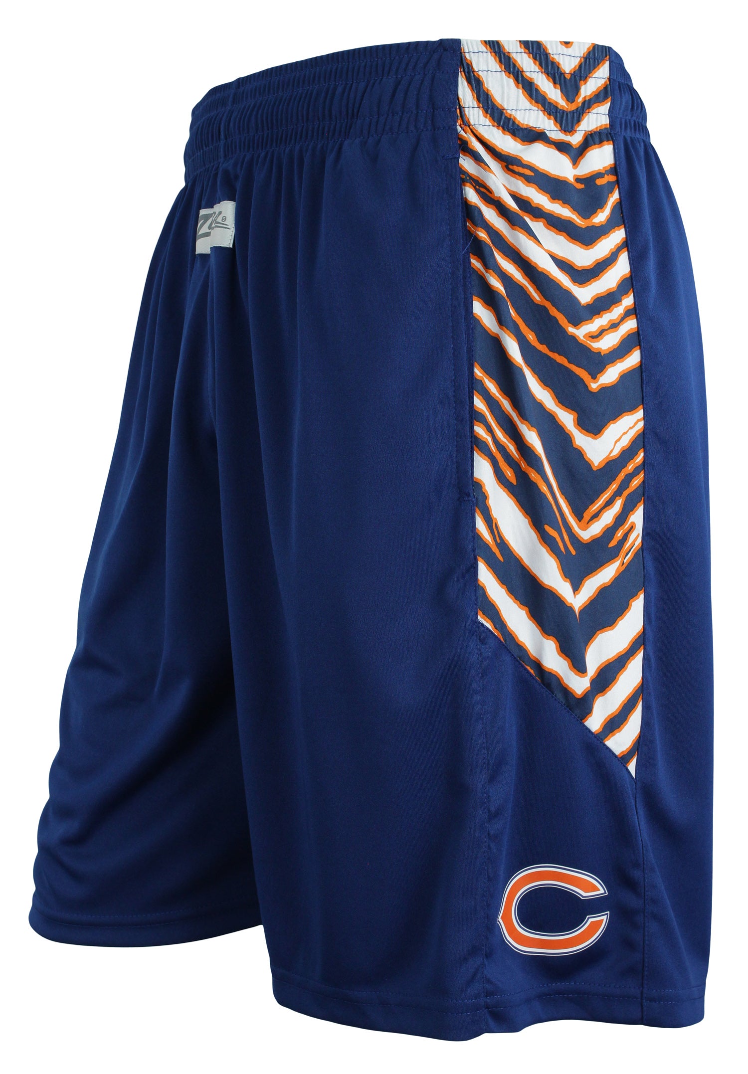 Zubaz NFL Men's Chicago Bears Team Logo Zebra Side Seam Shorts, Navy