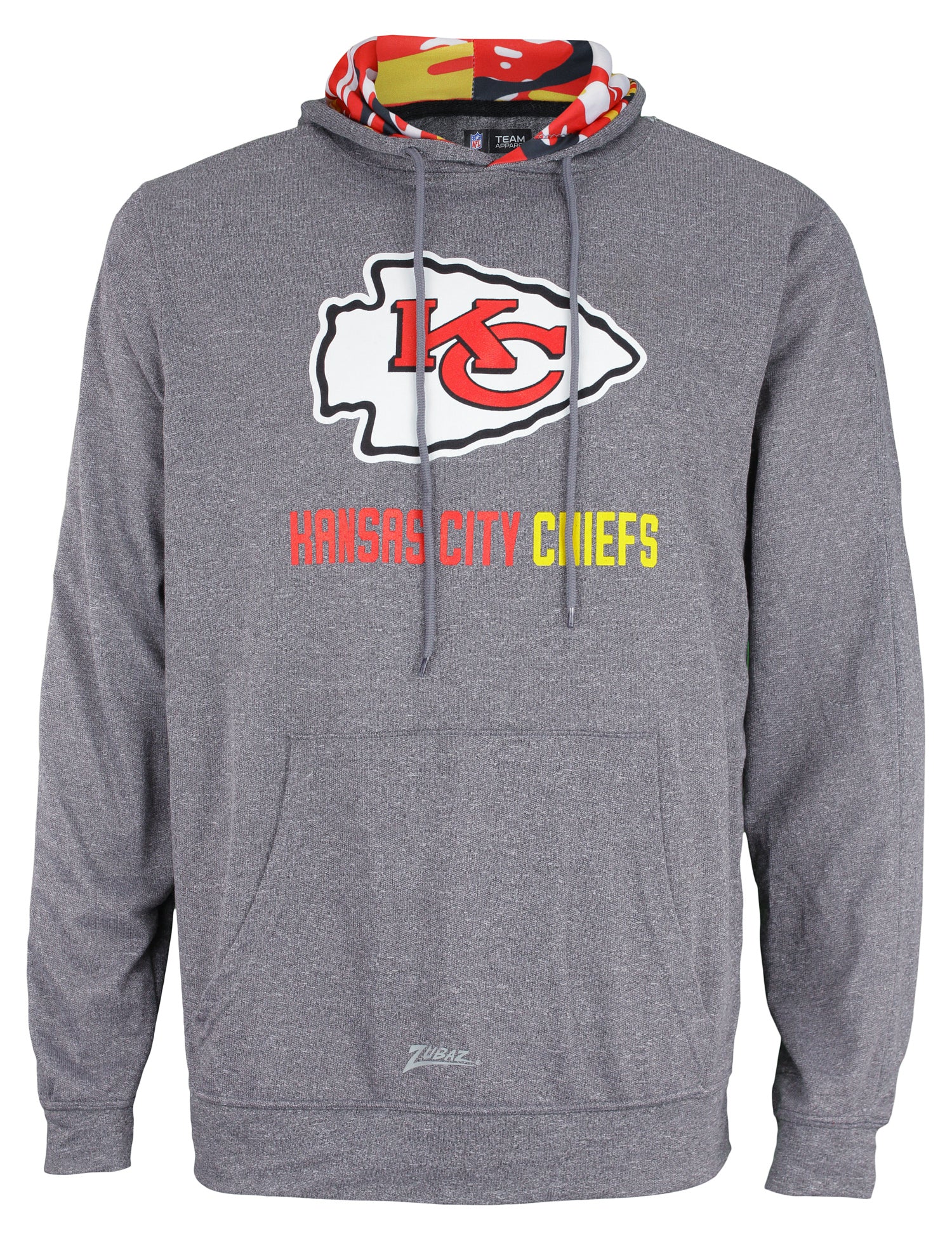 Zubaz NFL Men's Kansas City Chiefs Grey Camo Hood Pullover Hoodie