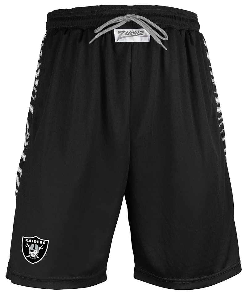 Zubaz NFL Men's Oakland Raiders Team Logo Active Zebra Shorts
