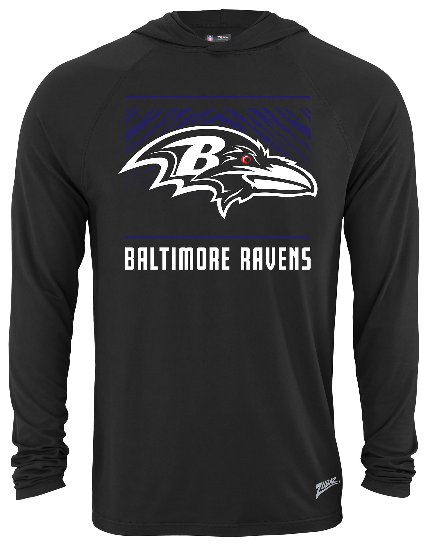 Zubaz NFL Men's Light Weight Team Color Hoodie, Alternate Tunnel Logo, Baltimore Ravens - Official NFL Ravens Zubaz Apparel (