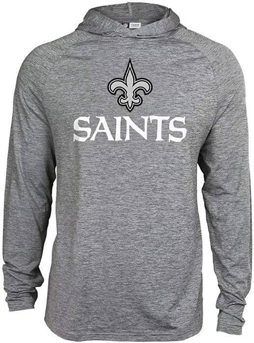 Zubaz NFL Football Men's New Orleans Saints Tonal Gray Lightweight Hoodie