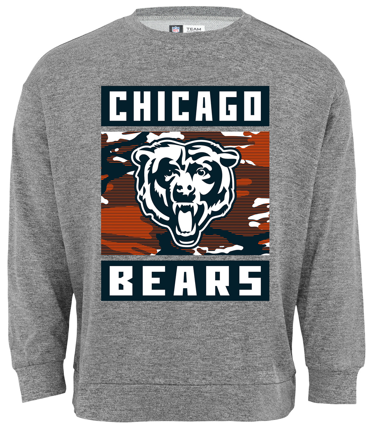 Zubaz NFL Men's Chicago Bears Heather Grey Camo Team Crewneck Sweatshirt - Official NFL Bears Zubaz Apparel