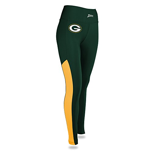 Zubaz NFL Women’s Green Bay Packers Solid Color Team Logo Leggings