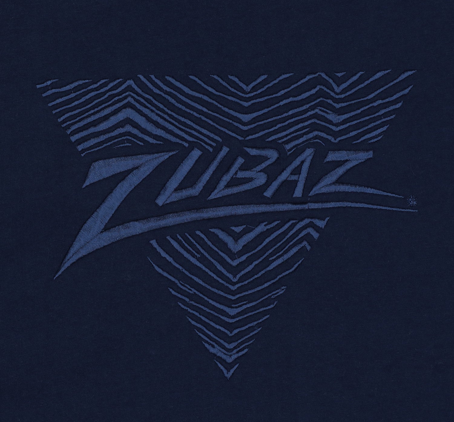 Zubaz 88 Men's Long Sleeve T-Shirt With Embroidered Tonal Zebra - NAVY
