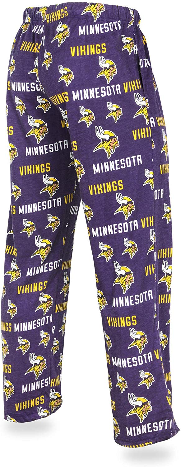 Zubaz NFL Football Men's Minnesota Vikings Print Logo Comfy Pants w/Wordmark
